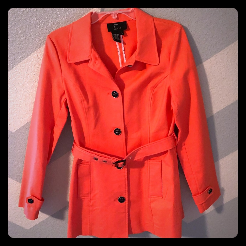 Lightweight coral pea coat with belt